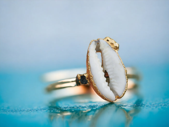 Shell Ring, Cowrie shell ring, cowrie jewelry,  beauty Ring, beauty jewelry, ocean jewelry, shell jewelry, beach lover gift, island jewelry