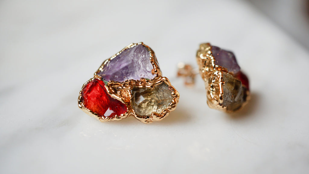 Cluster Birthstone Earrings